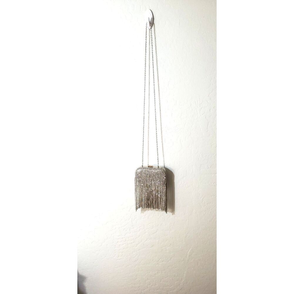 Silver Rhinestone Evening Bag ~New~ Hard Case